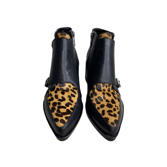Circus by Sam Edelman Boots Black Leather with Cow Print Fur Reese Leopard 6.5 - Picture 3 of 14